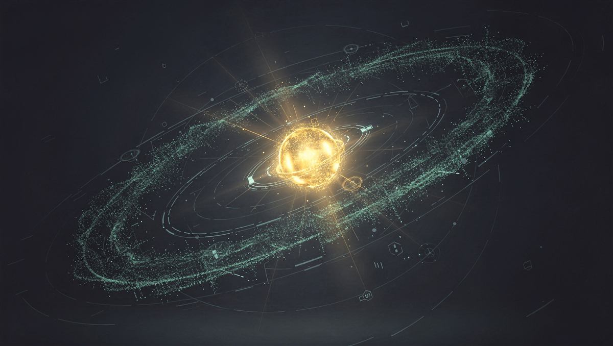 Abstract illustration of a glowing orbital ring