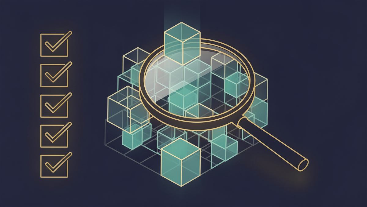 Abstract illustration of a checklist inspecting a structure