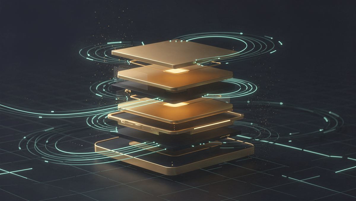 Abstract illustration of layered security shapes